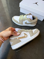 NEW Fall Khaki Gold Swarovski Women’s Air Jordan 1 Low Shoes