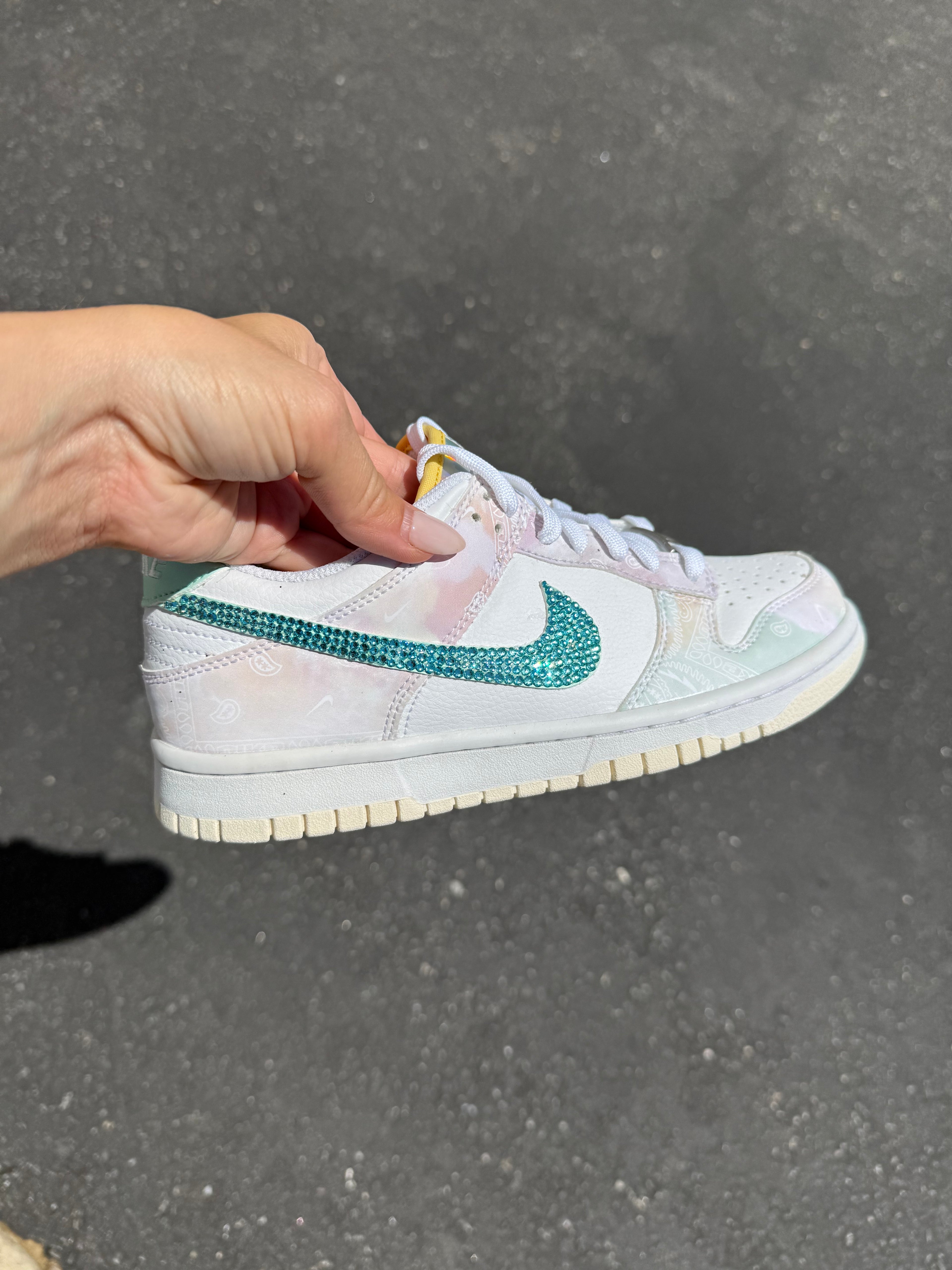 RARE Pastel Paisley Swarovski Womens Nike Dunk Shoes
