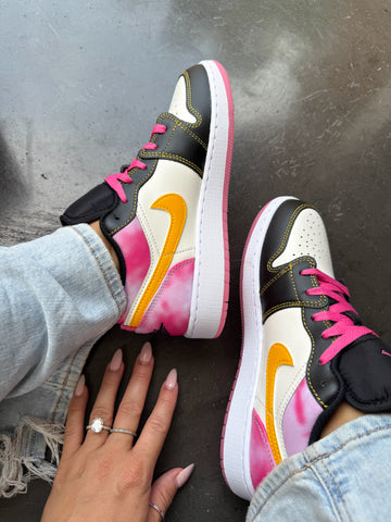 Pink Tie-Dye Swarovski Women’s Air Jordan 1 Low Shoes