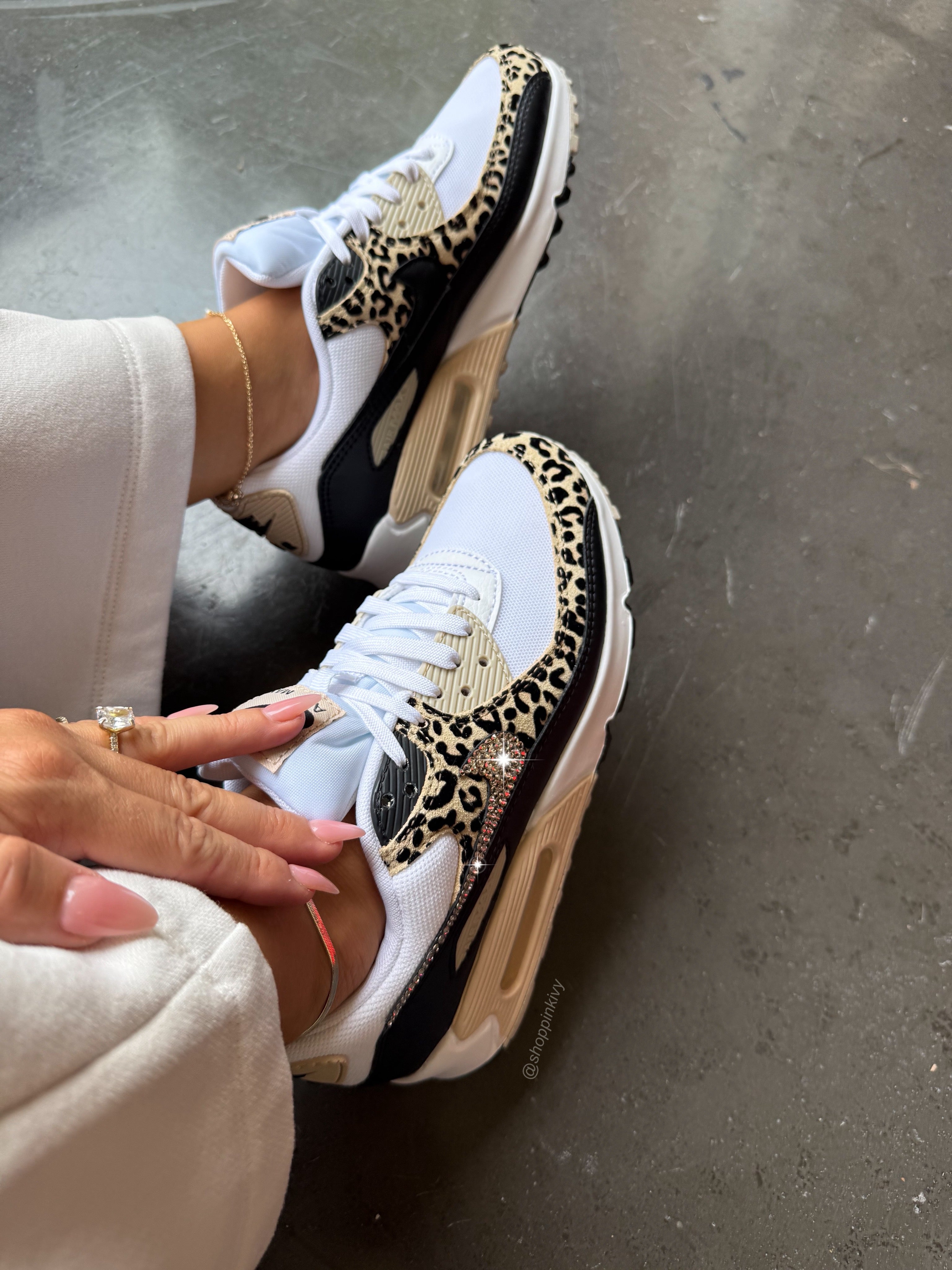 RE-STOCKED Leopard Animal Print Swarovski Womens Nike Air Max 90