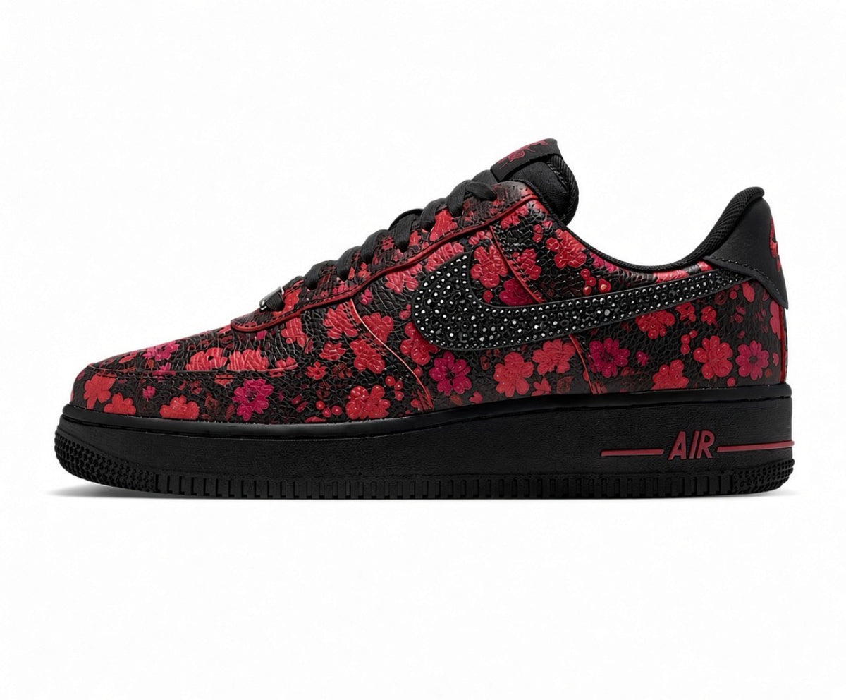 Red Floral Swarovski Nike Air Force 1