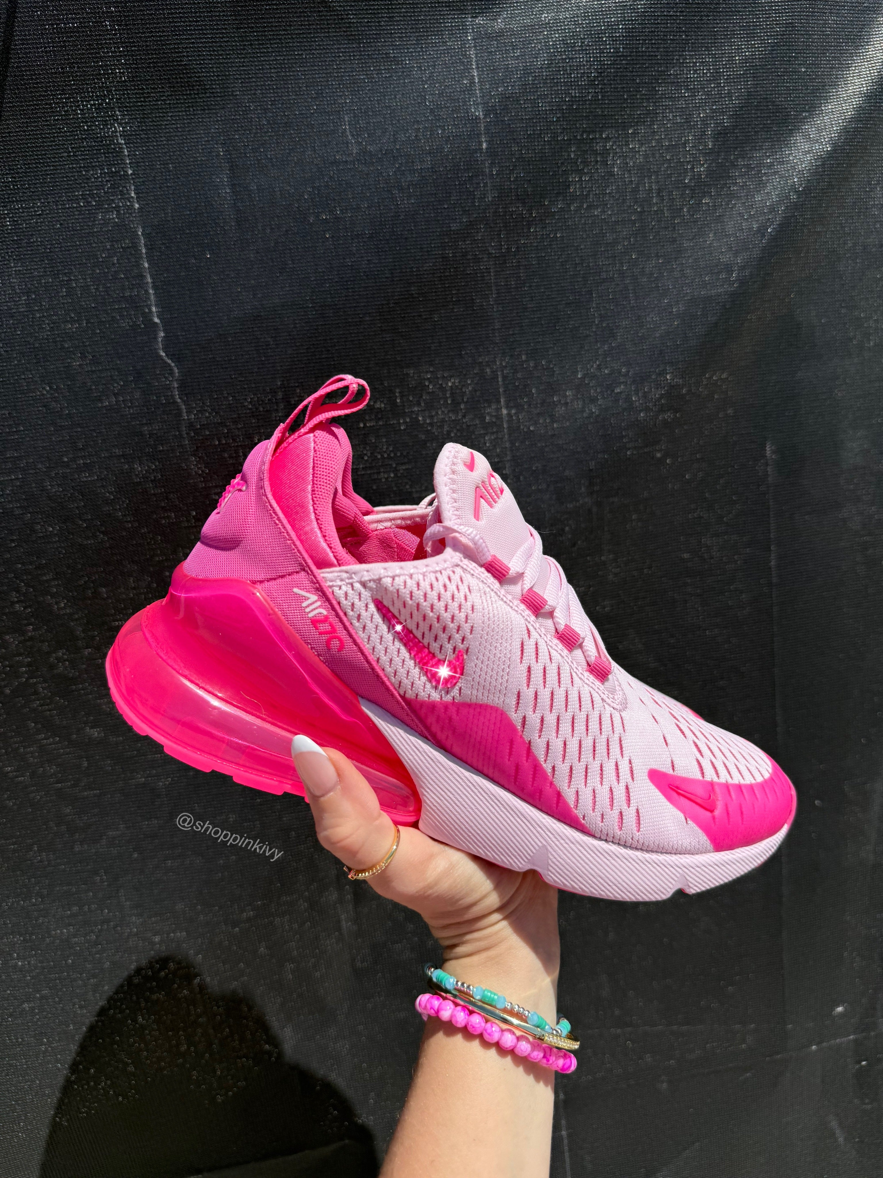 Pink Swarovski Nike Womens Girls Air 270