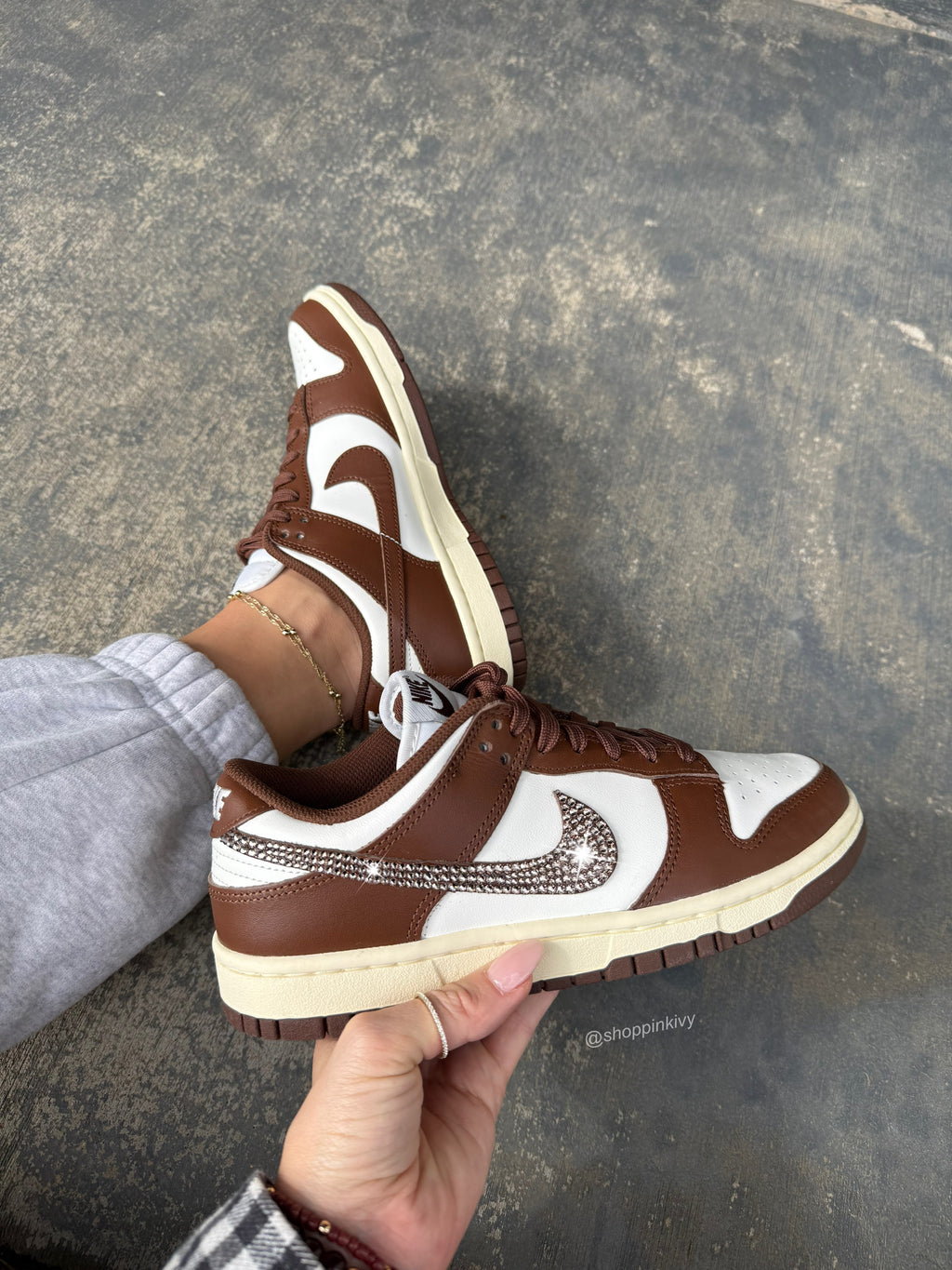 Fall ‘25 Chocolate Brown Swarovski Womens Nike Dunk Shoes