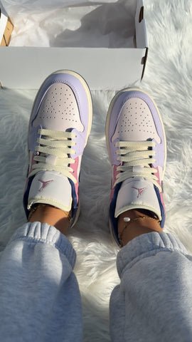 RARE Pink and Purple Swarovski Women’s Air Jordan Retro 1 Low Shoes