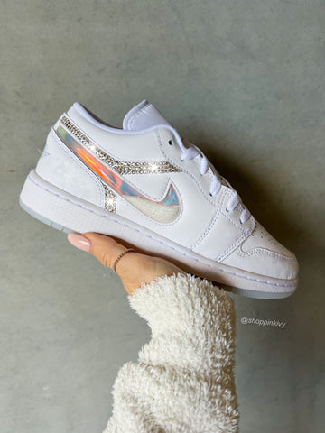 Edición especial Snowglobe Swarovski Zapatos Air Jordan 1 Low para mujer