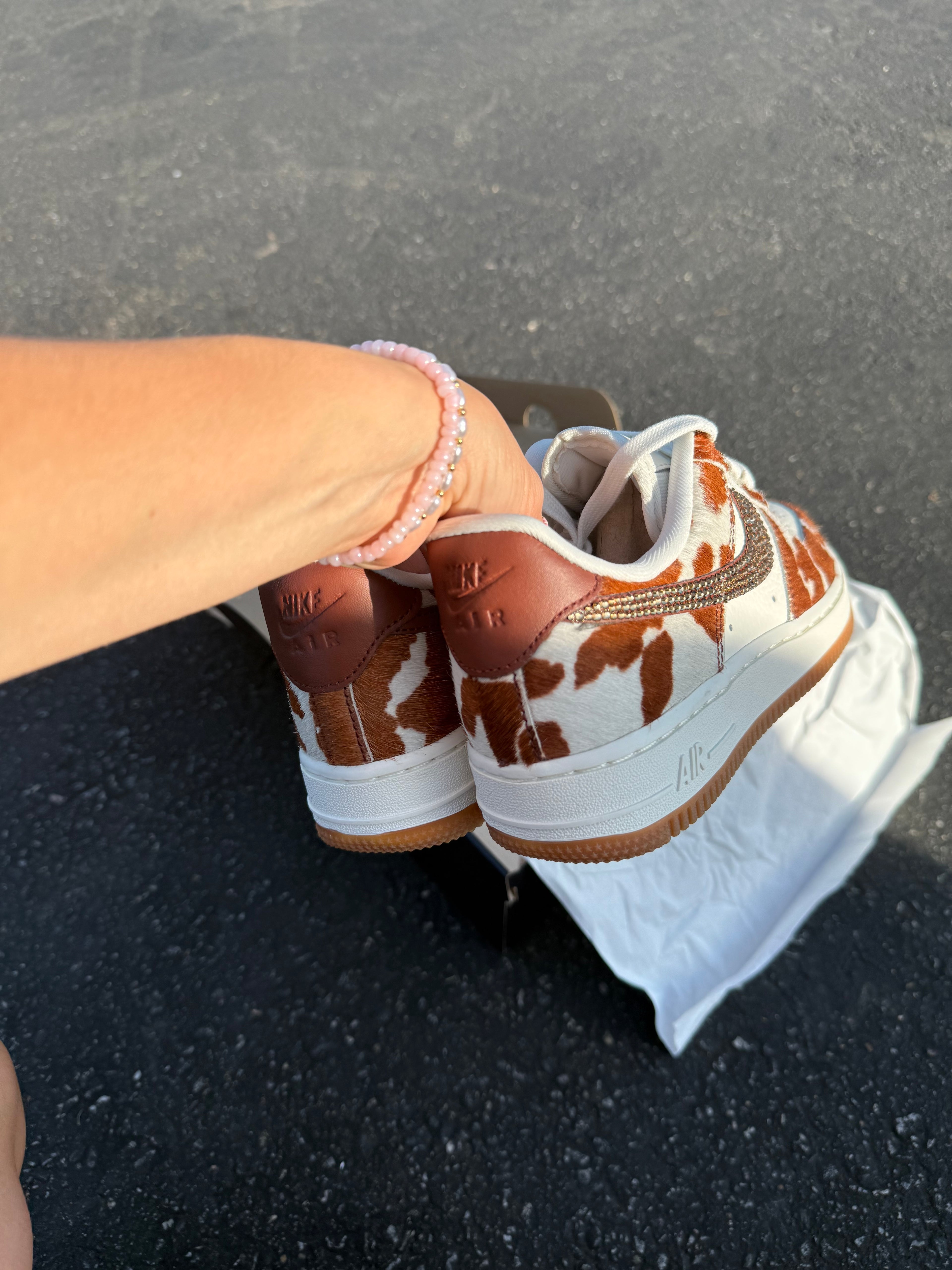 Cowgirl Cow Print Swarovski Womens Nike Air Force One