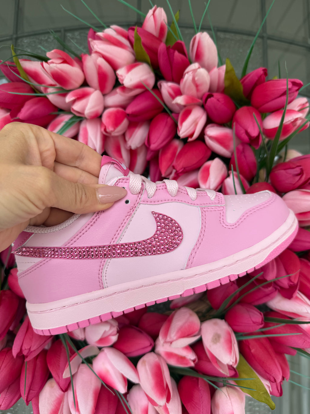 Pink Swarovski Dunk Low Shoes