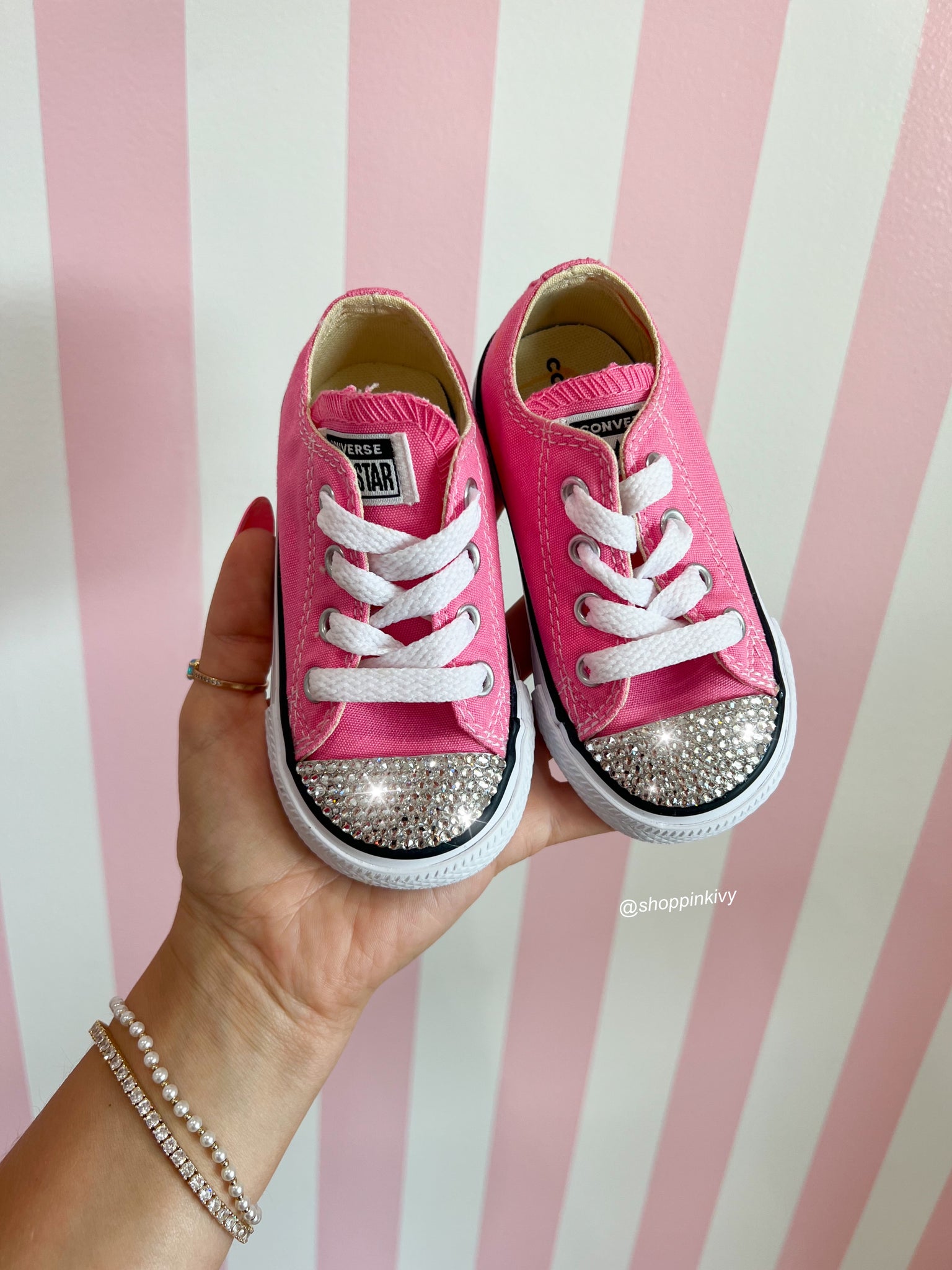 Bling White Converse Chuck Taylor converse all star Pink Ivy