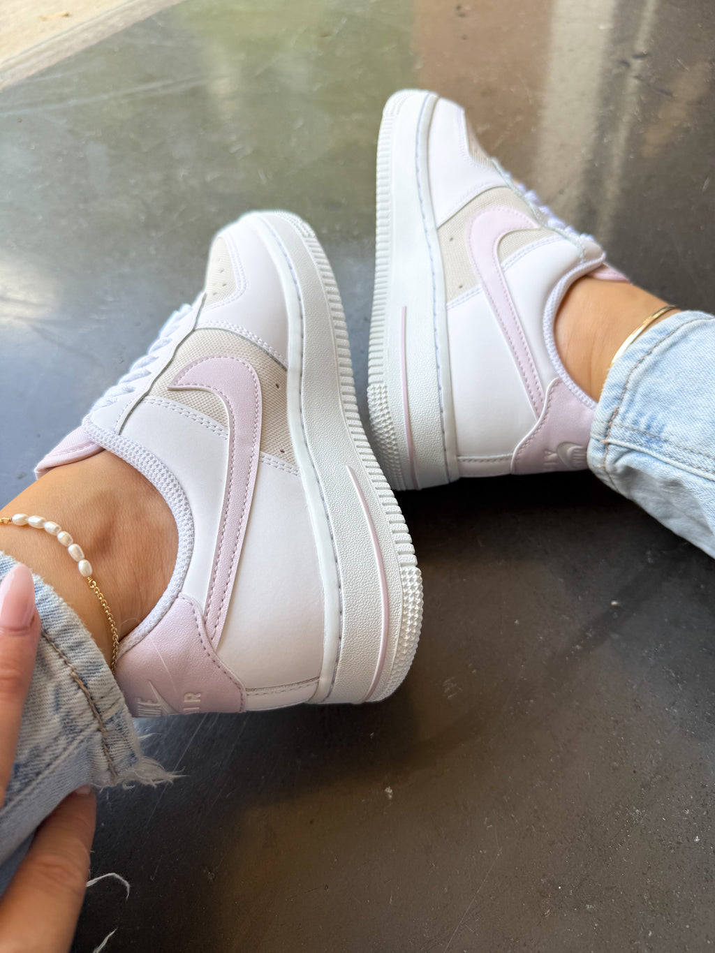 Pearl Pink Beach Neutral Swarovski Nike Air Force 1