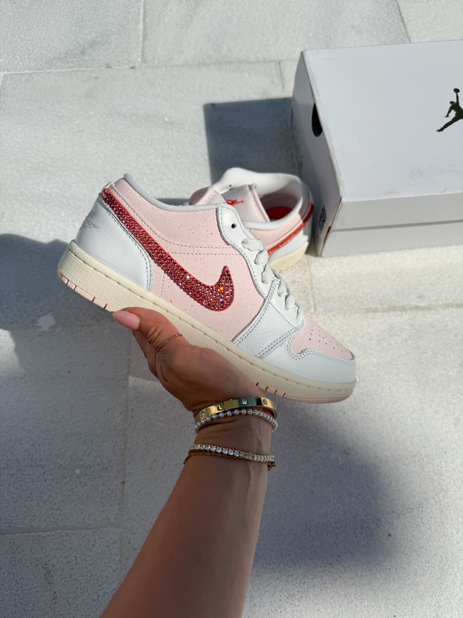 Strawberry 🍓 Shortcake Swarovski Women’s Air Jordan Retro 1 Low Shoes