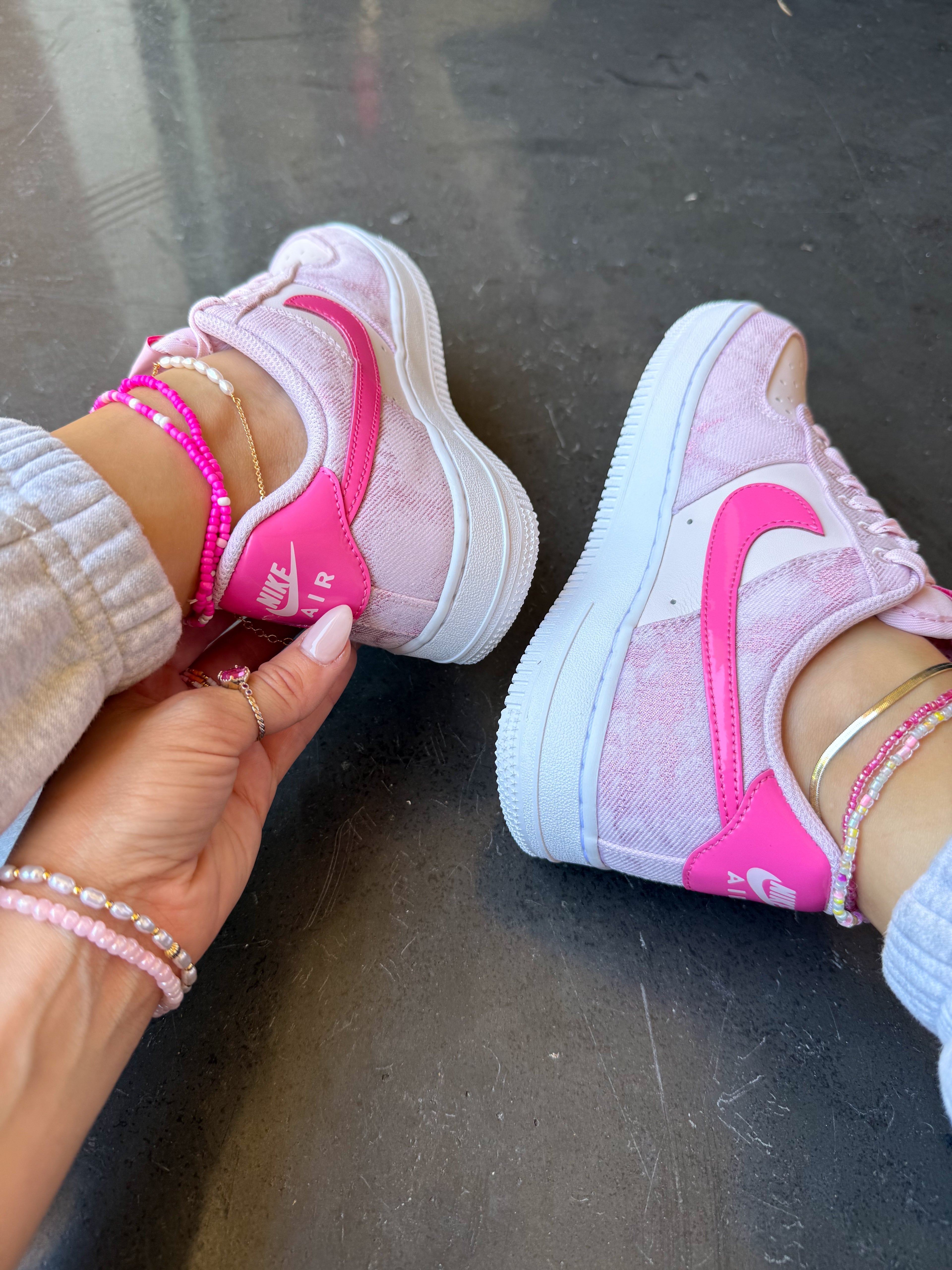 Pink Denim Swarovski Nike Air Force 1