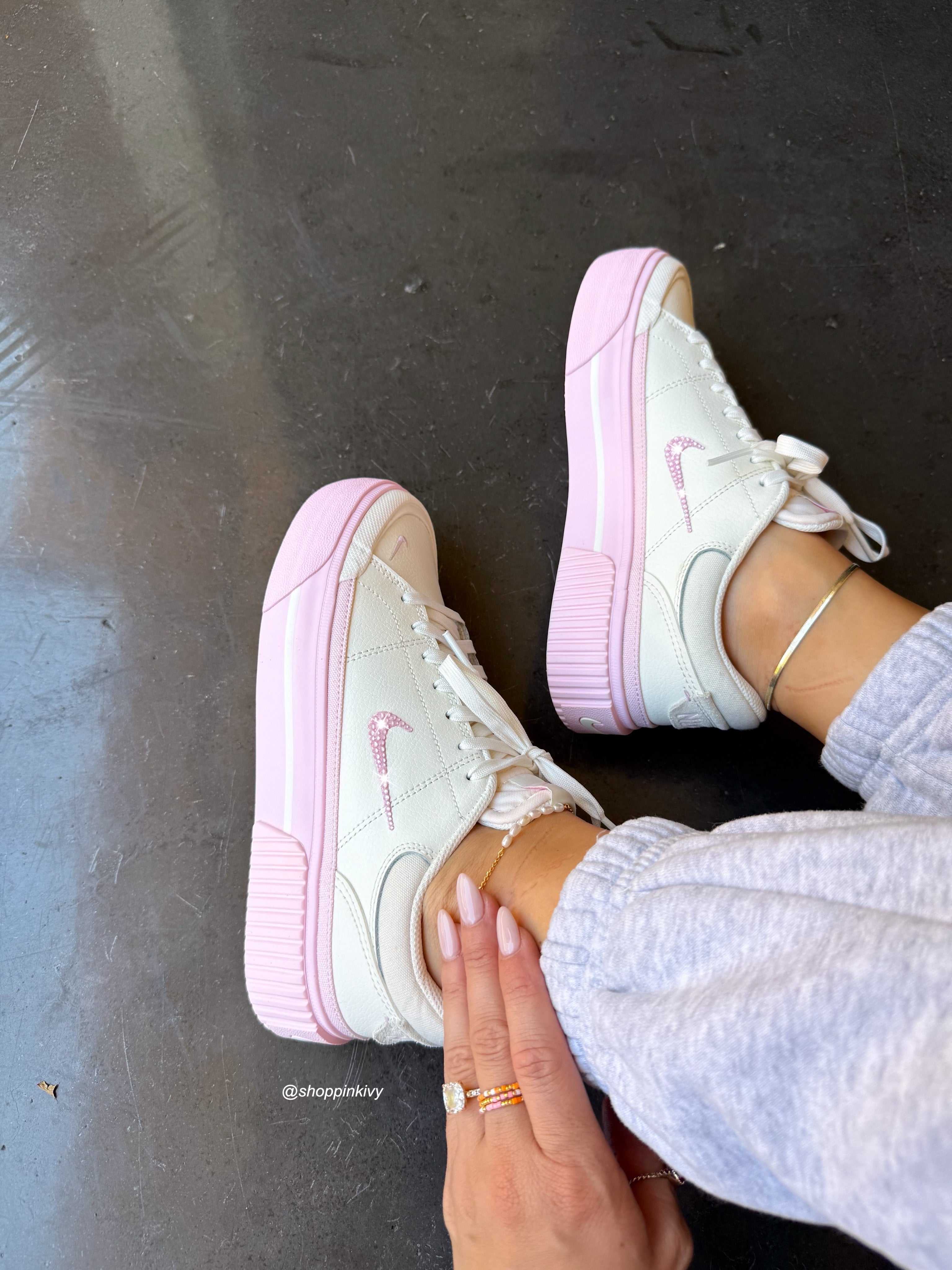 Pink Platform Swarovski Nike Platform Shoes