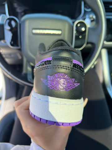 SIZE 8.5 Purple Swarovski Women’s Air Jordan 1 Low Shoes