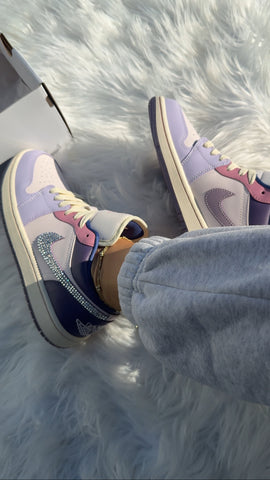 RARE Pink and Purple Swarovski Women’s Air Jordan Retro 1 Low Shoes