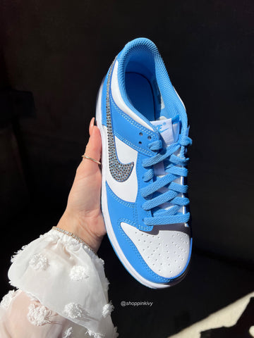 Blue Swarovski Womens Nike Dunk Shoes