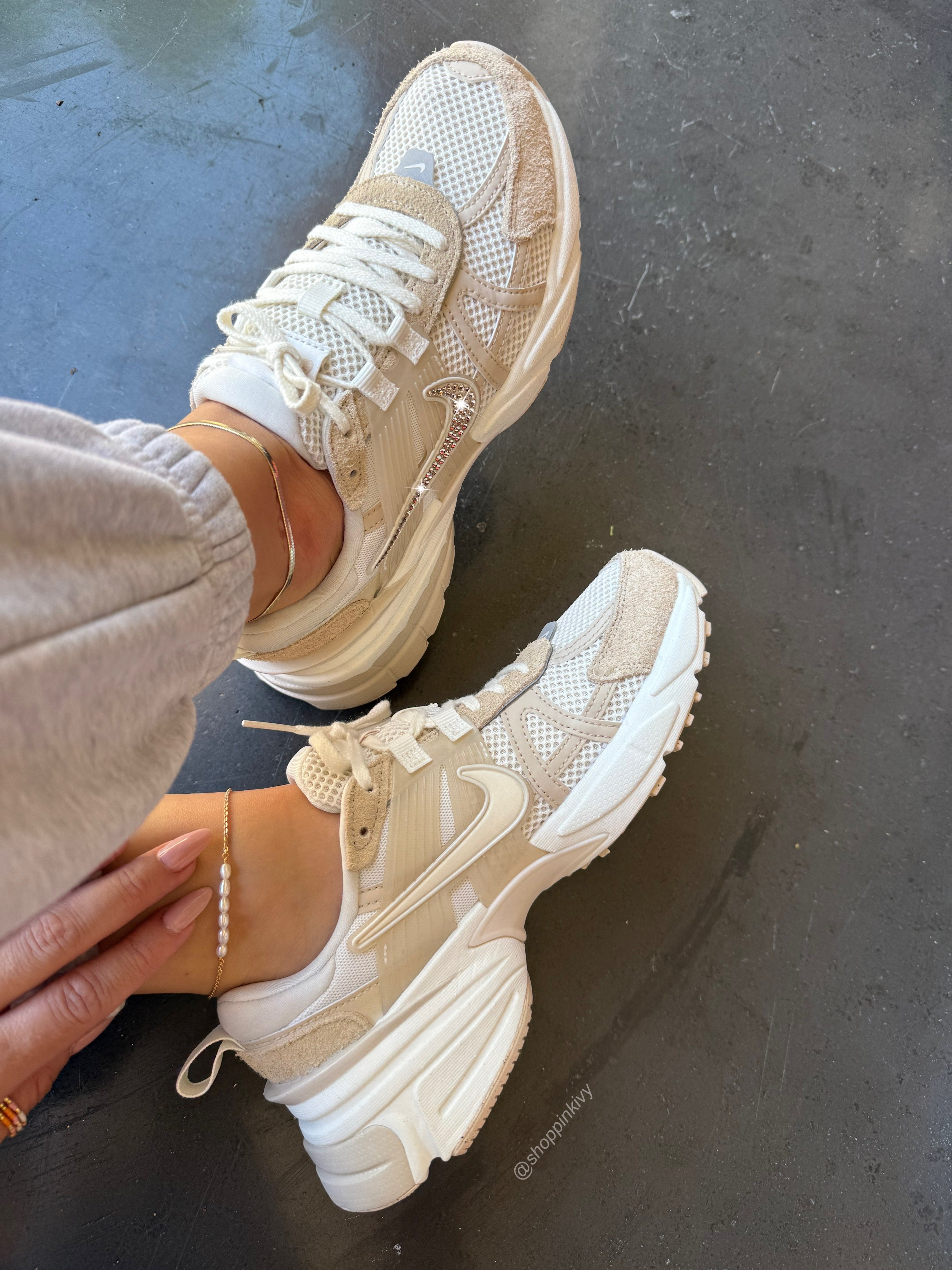 Neutral Cream Tan Swarovski Womens Nike Shoes