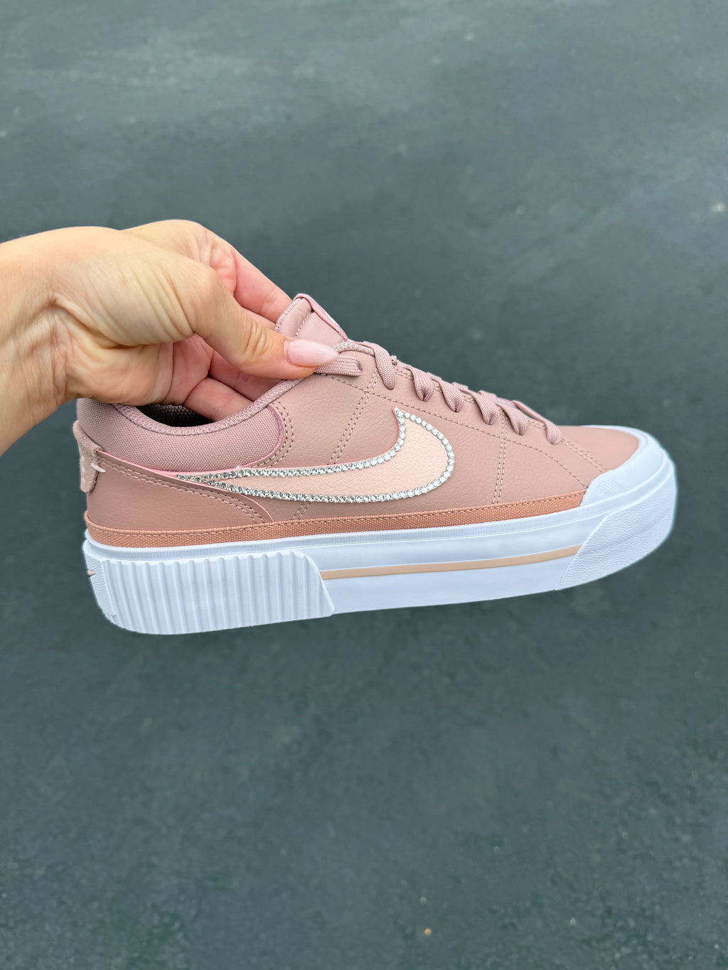Blush Tan Swarovski Nike Platform Shoes