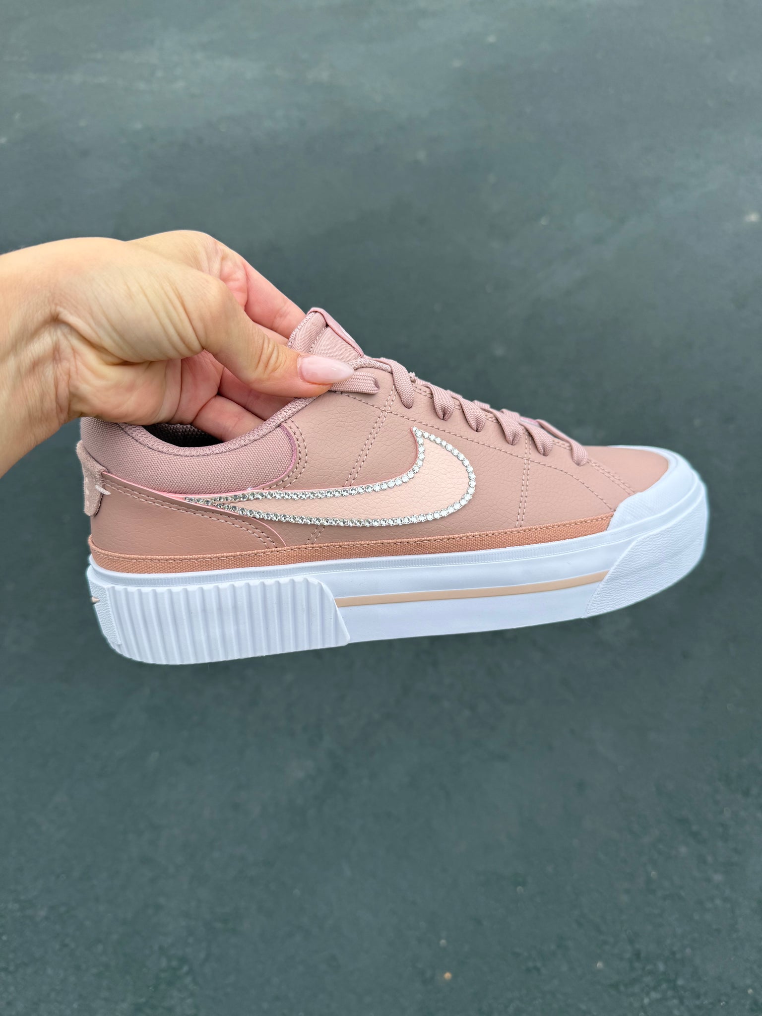 Blush Tan Swarovski Nike Platform Shoes