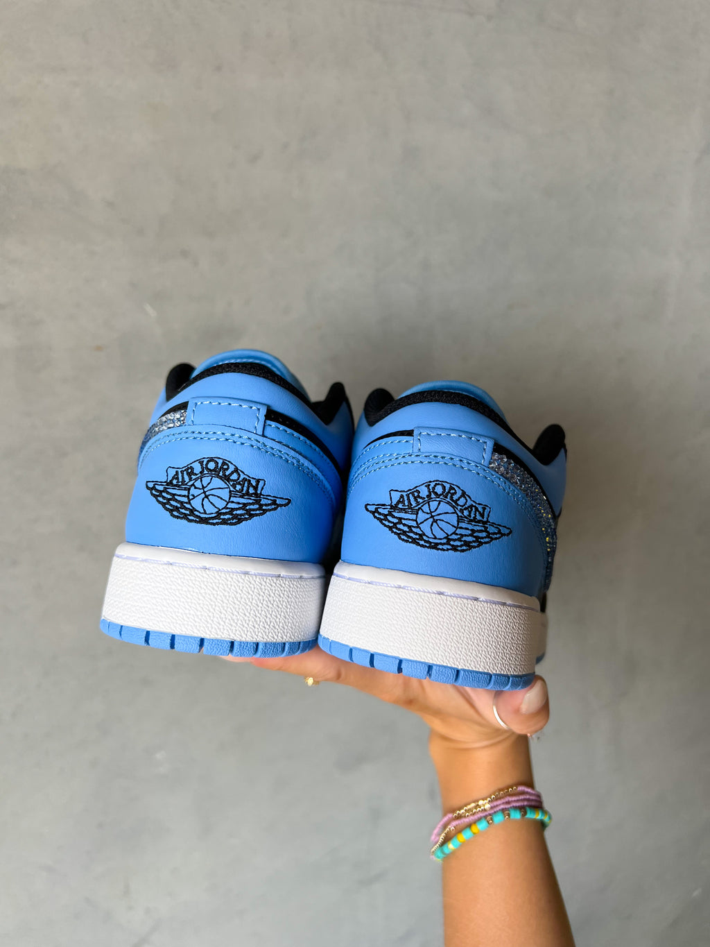 SIZE 8 Light Sapphire Blue Swarovski Women’s Air Jordan 1 Low Shoes