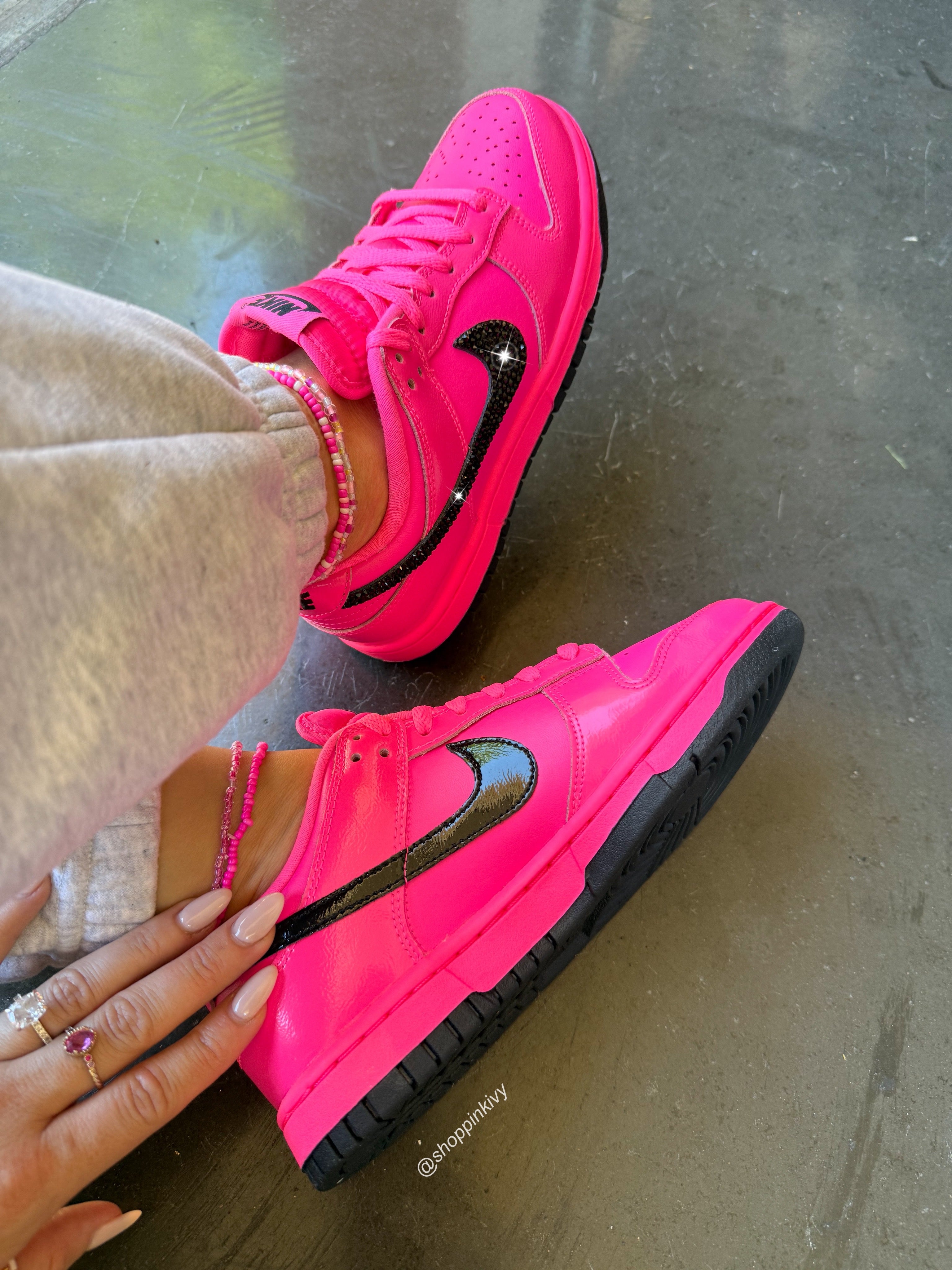 Hot Pink Swarovski Womens Nike Dunk Shoes