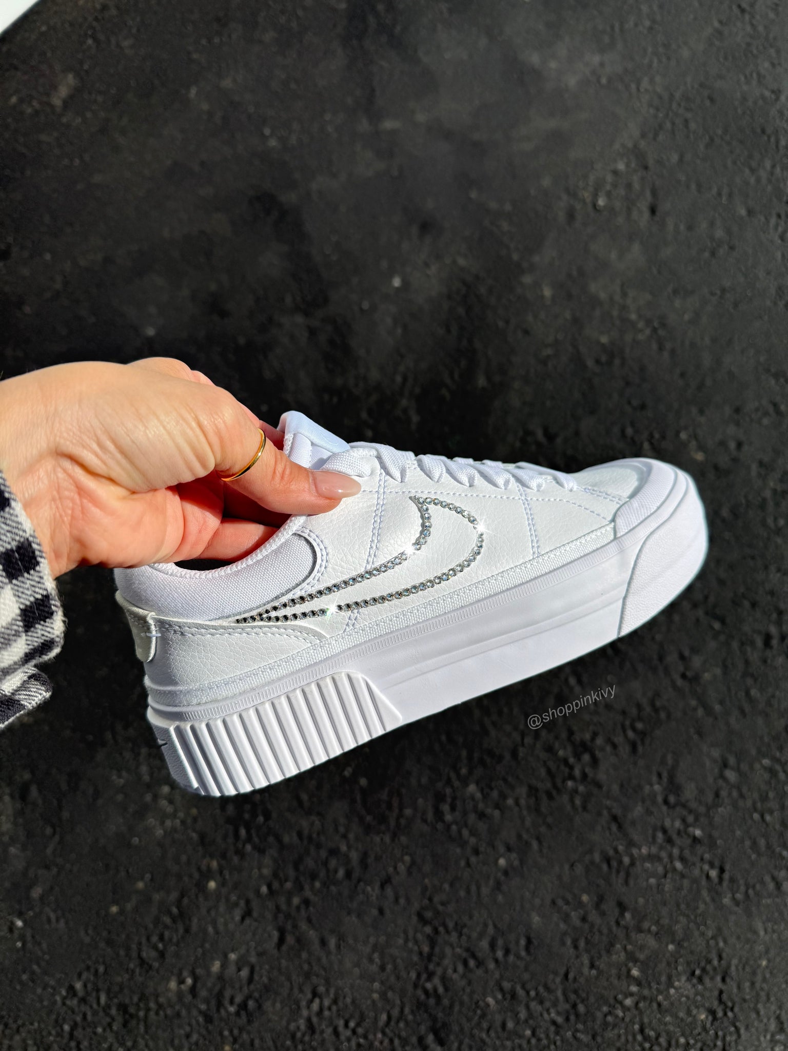 White Swarovski Nike Platform Shoes