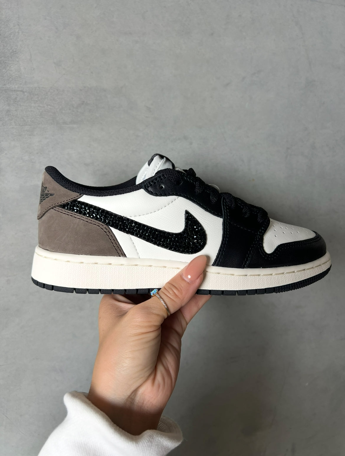 Rare Coffee and Black Swarovski Women’s Air Jordan 1 Low Shoes