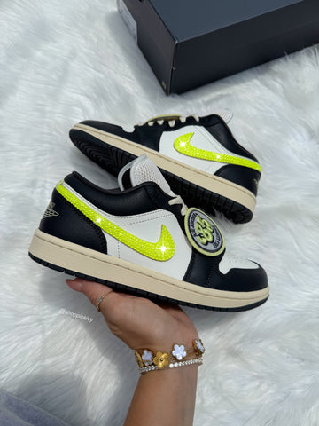 Summer ‘25 Neon Swarovski Women’s Air Jordan 1 Low Shoes