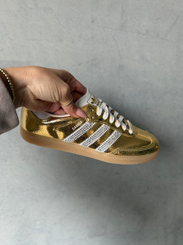 SIZE 7 Metallic Gold Swarovski Adidas Original Samba OG Christmas