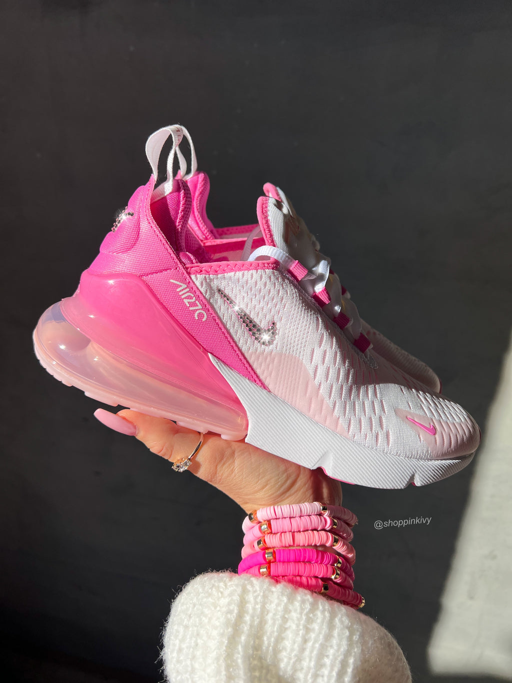 Pink Swarovski Nike Womens Girls Air 270