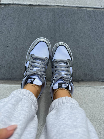 Rare Disco Silver Metallic Swarovski Womens Nike Dunk Shoes