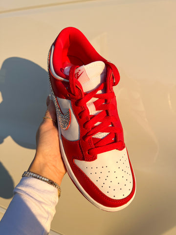 Raros zapatos Nike Dunk rojos Swarovski para mujer