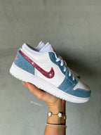 Barbie Pink Denim Swarovski Women’s Air Jordan 1 Low Shoes