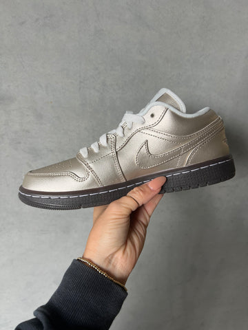 Fall ‘24 Champagne Gold Swarovski Women’s Air Jordan Retro 1 Low Shoes