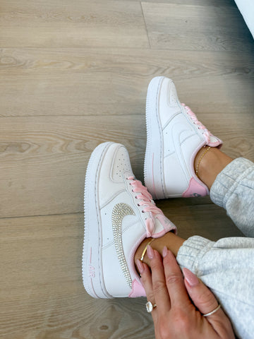 Valentine’s Pink Velvet White Swarovski Nike Air Force 1