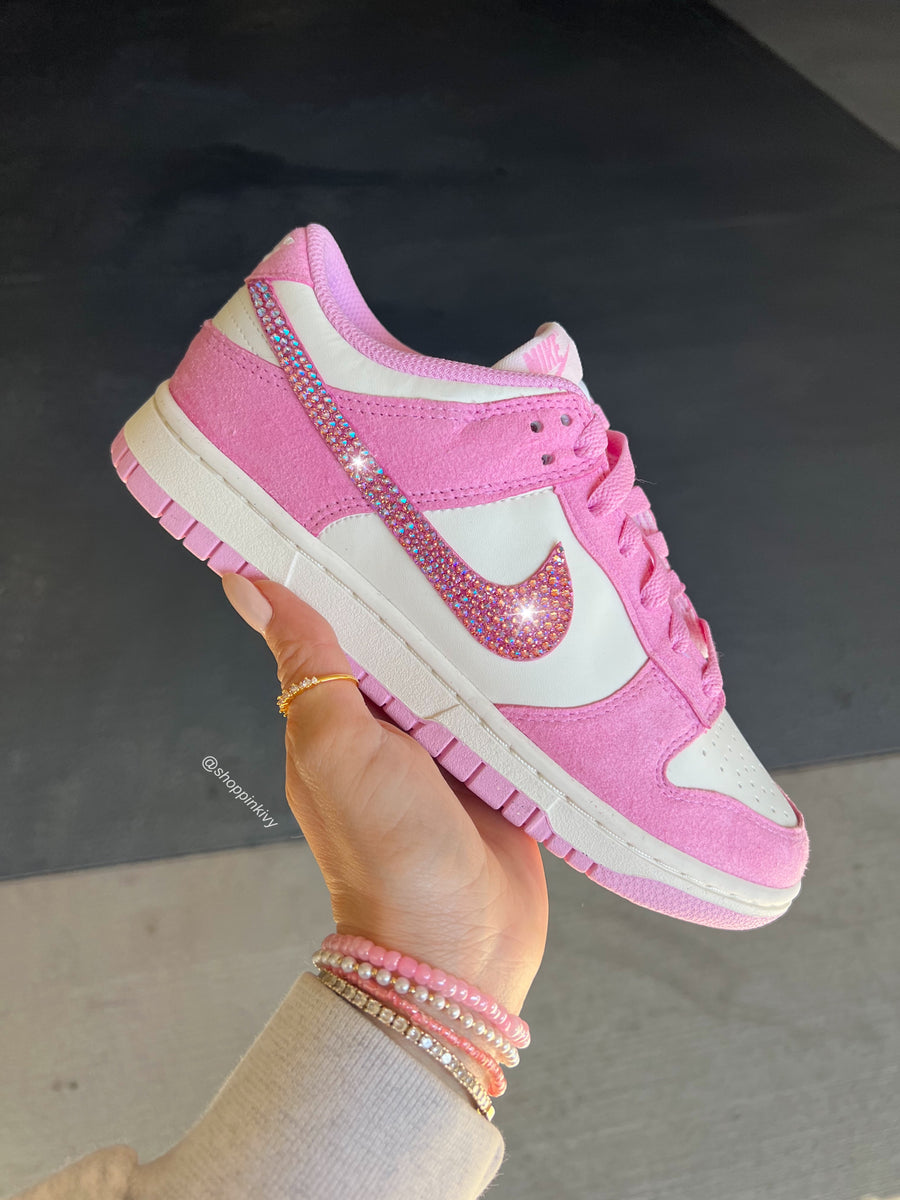 Pink Suede Swarovski Womens Nike Dunk Shoes – Pink Ivy