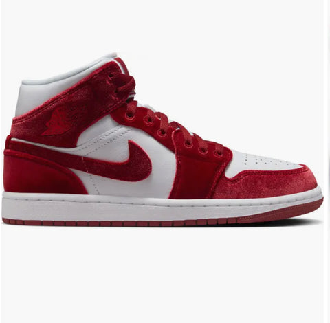 Pre-Order Red Velvet Swarovski Womens Nike Air Jordan 1 Mid Shoes