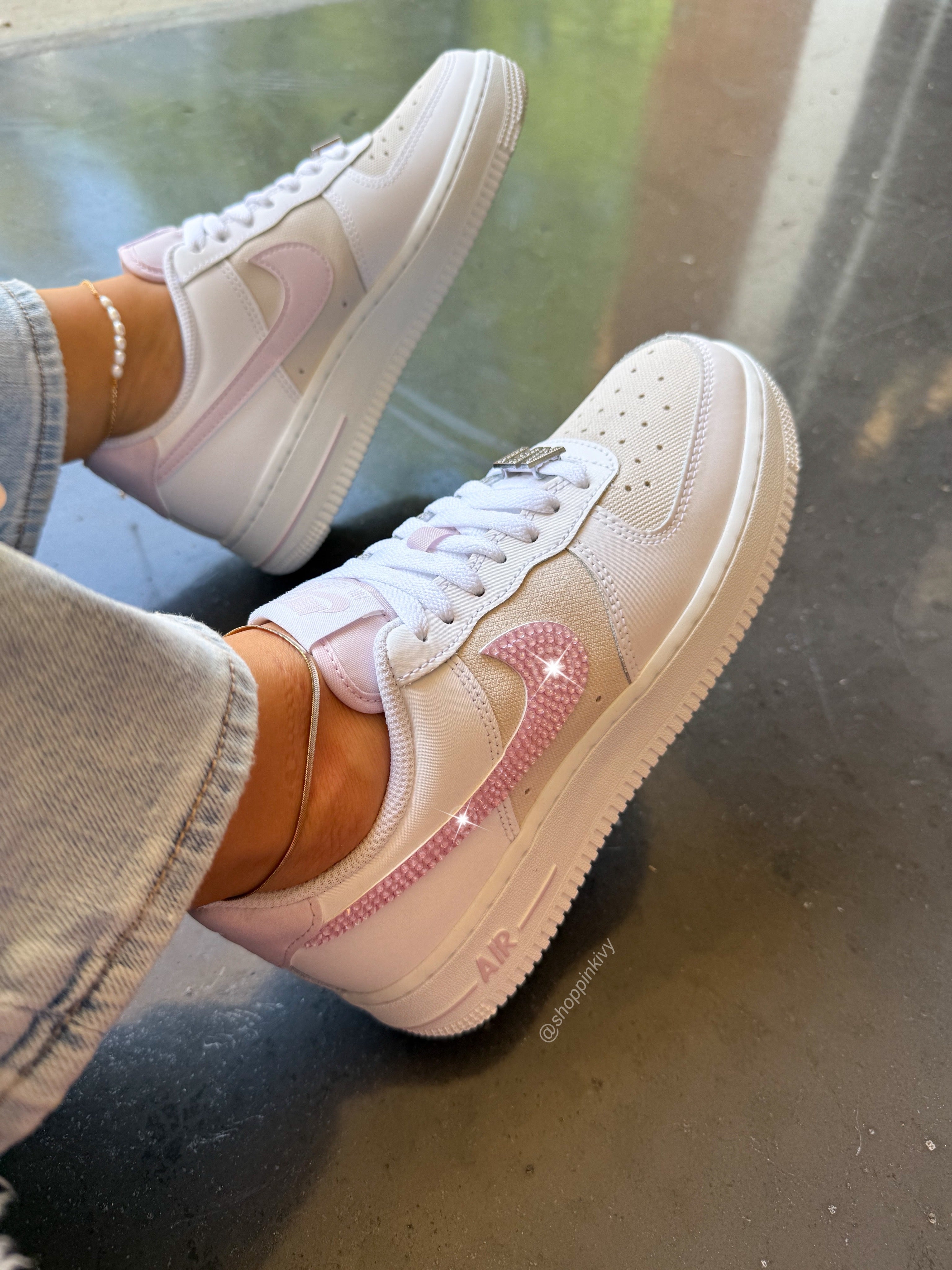 Pearl Pink Beach Neutral Swarovski Nike Air Force 1