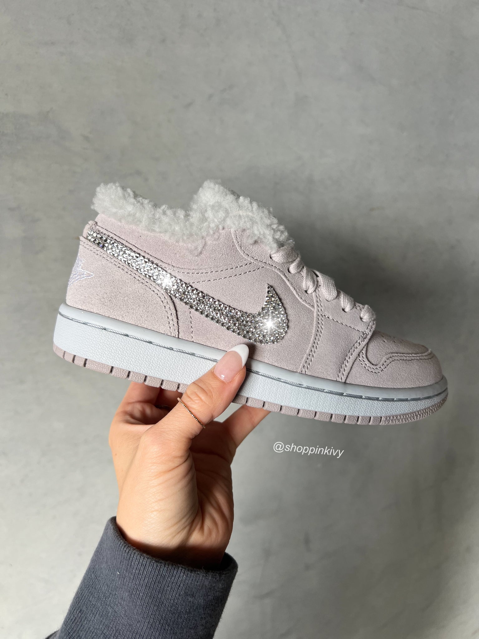 Sherpa Lined Swarovski Women’s Air Jordan Retro 1 Low Shoes