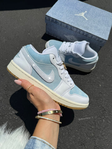 ✨NEW✨Denim Special Edition Swarovski Women’s Air Jordan 1 Low Shoes