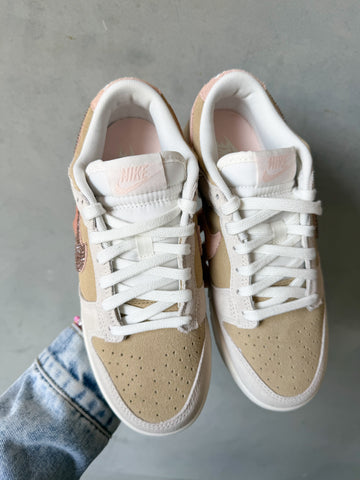 ✨NEW✨ Neutral Sand Pink Swarovski Womens Nike Dunk Shoes
