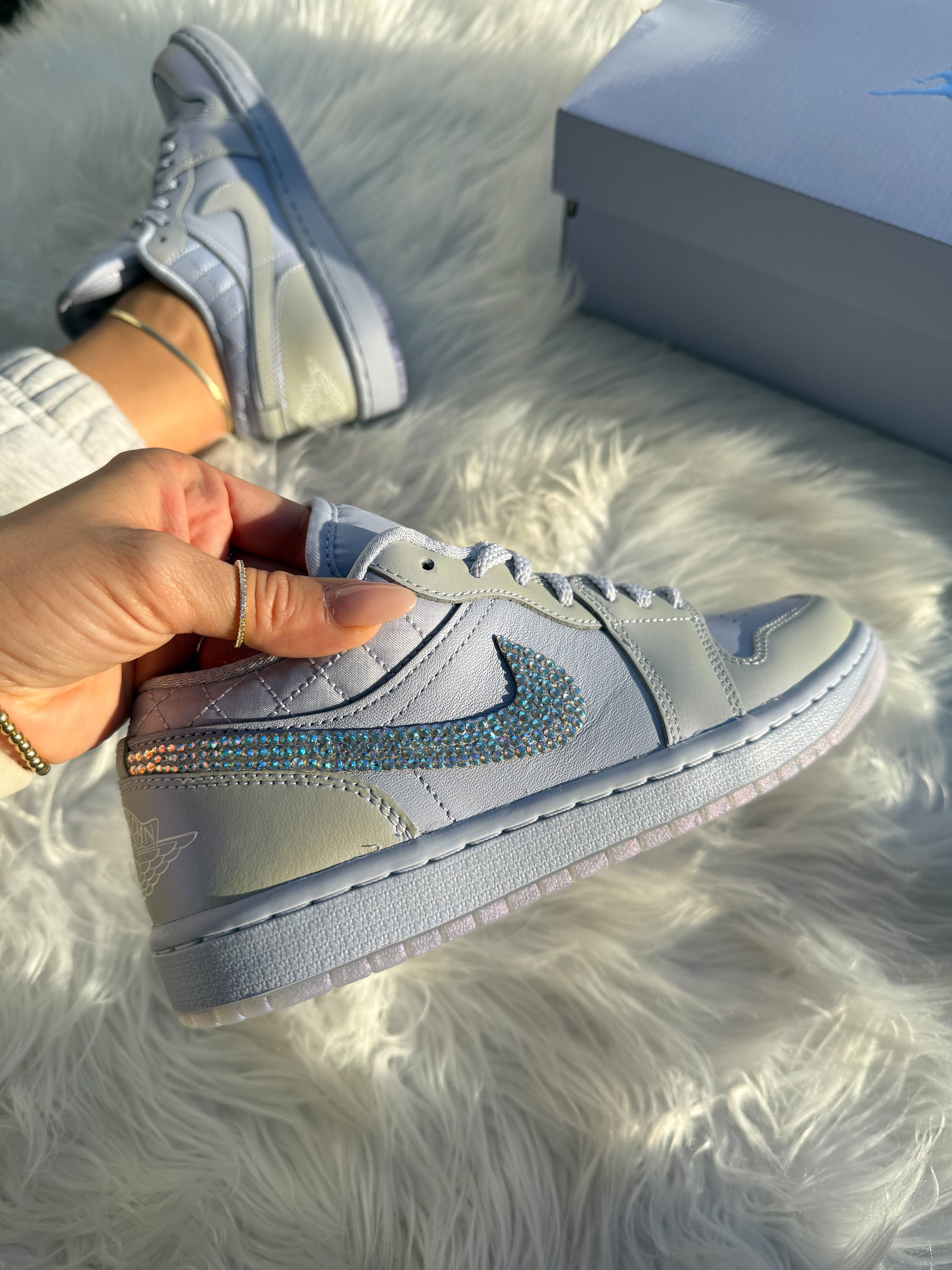 Special Edition Iridescent Swarovski Women’s Air Jordan 1 Low Shoes