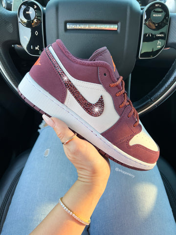 Merlot Swarovski Women’s Air Jordan 1 Low Shoes