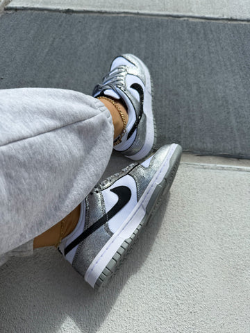 Rare Disco Silver Metallic Swarovski Womens Nike Dunk Shoes