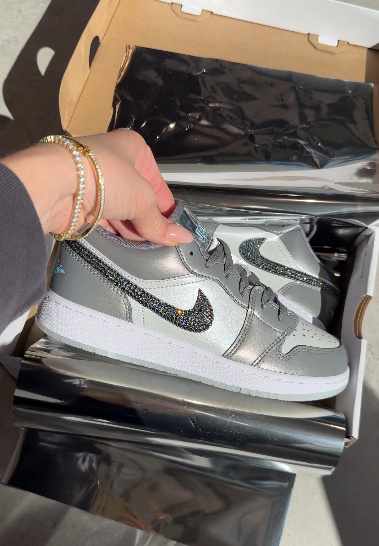 Special Edition Metallic Swarovski Women’s Air Jordan 1 Low Shoes