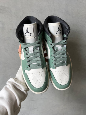 Sage Green Swarovski Womens Nike Air Jordan 1 Mid Shoes