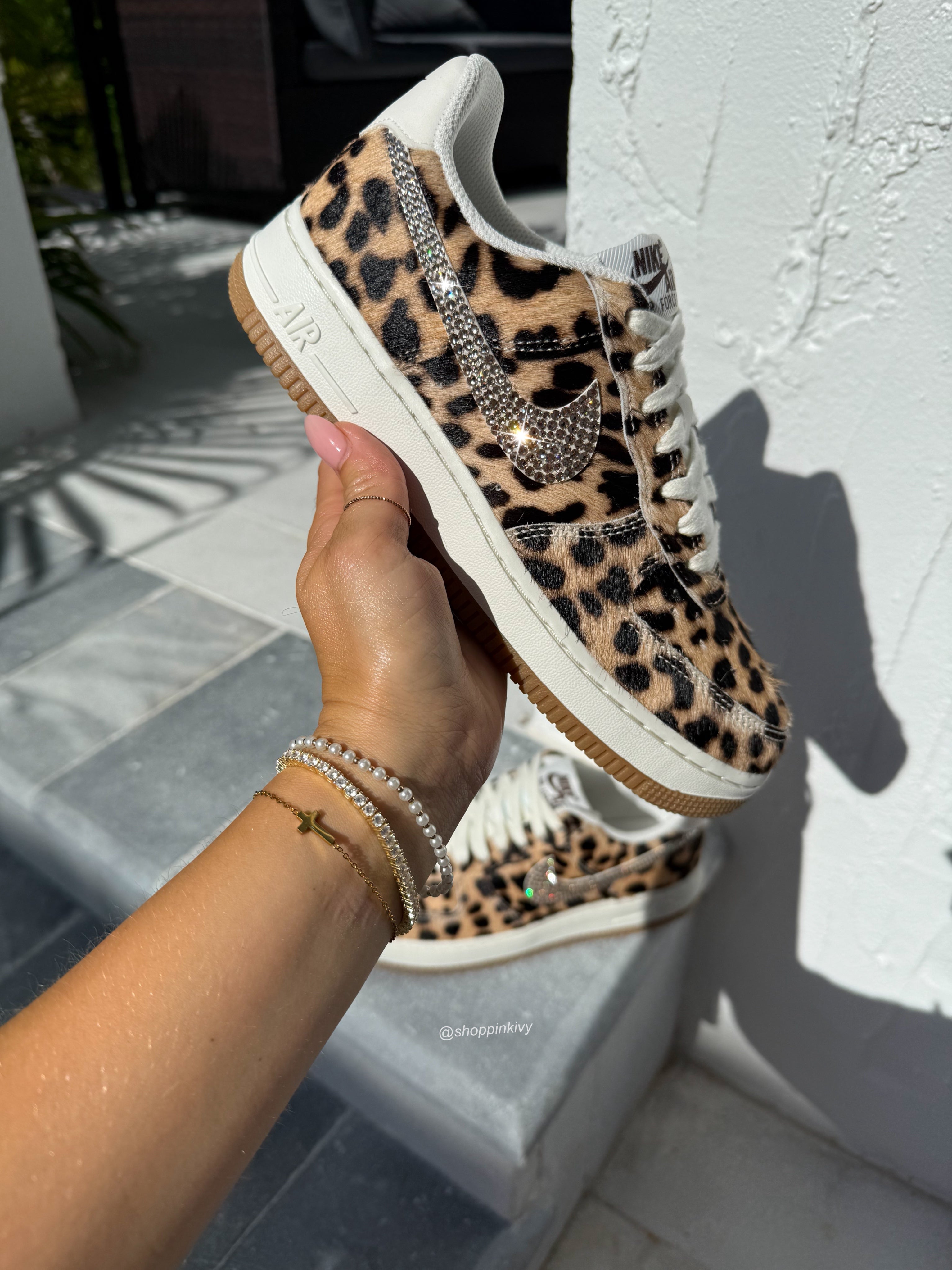SIZE 6 Special Edition Leopard Swarovski Womens Nike Air Force One