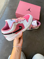 New Pink Black Swarovski Women’s Air Jordan 1 Low Shoes
