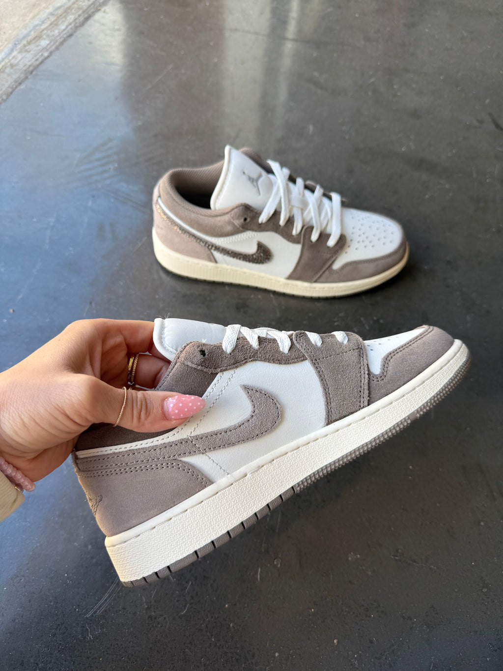 Neutral Greige Swarovski Women’s Air Jordan 1 Low Shoes