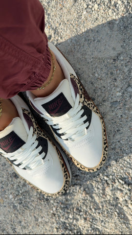 RARE Fall Leopard Animal Print Swarovski Womens Nike Air Max 90