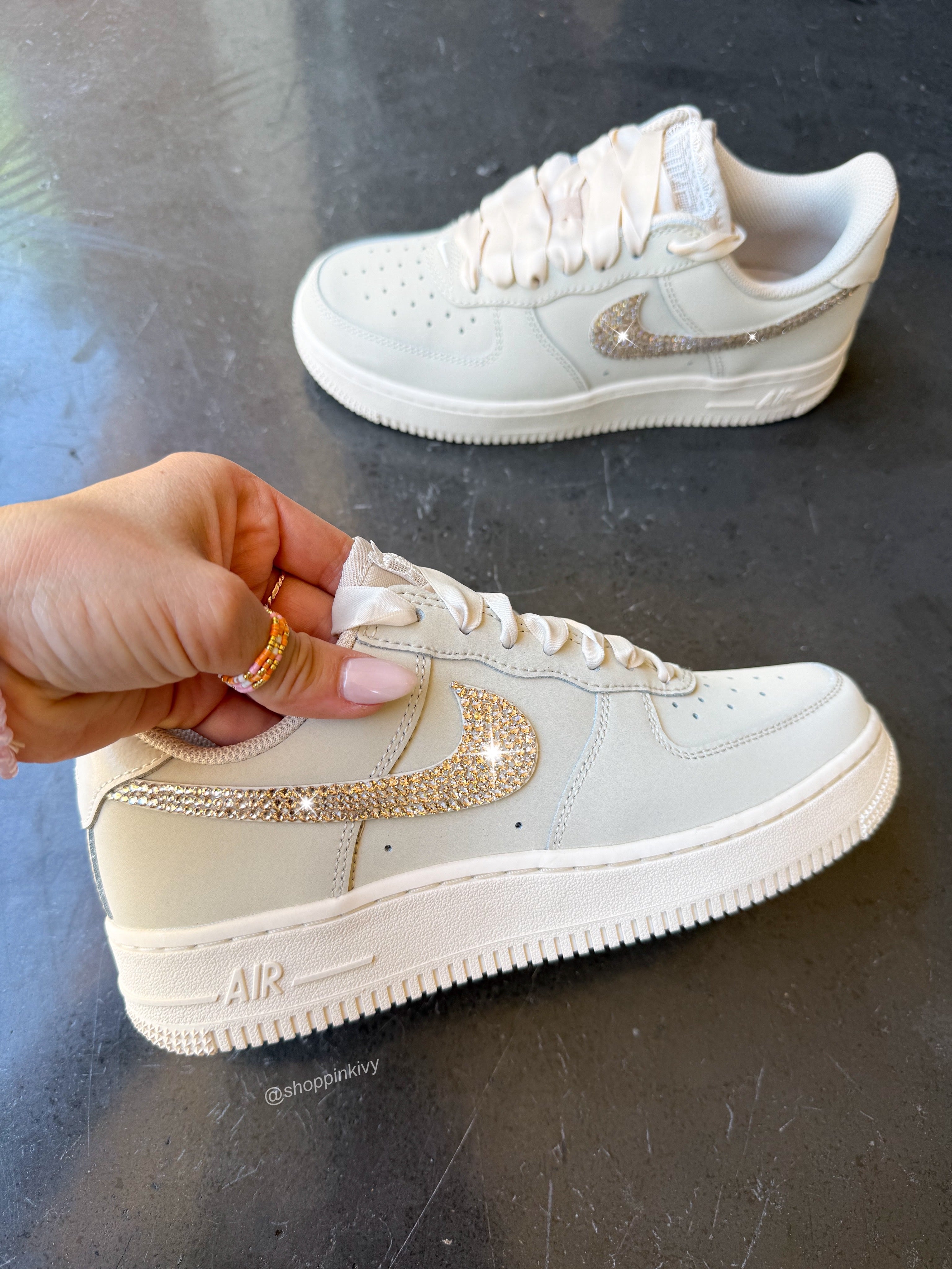 SIZE 7 Vintage Lace Swarovski Nike Air Force 1